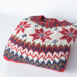 春秋冬 手編みセーター ニット ウール100％ 5枚目の画像