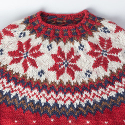 春秋冬 手編みセーター ニット ウール100％ 3枚目の画像