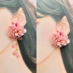 ★2way★【桜×紫陽花×花びら】ドライフラワー　ピアス・イヤリング ブライダル　ウェディング 1枚目の画像