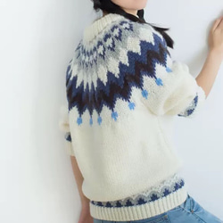 春秋冬 手編みセーター ニット ウール100％ 6枚目の画像