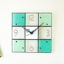 【オーダー制作】24㎝角-ステンドグラスの掛時計・モザイク24 1枚目の画像