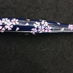 木軸ガラスペン 米ヒバ アクリル手描き 桜B ネジ式ペン先交換可 ミツカン(ささ水晶１本）（カブラ水晶１本 5枚目の画像