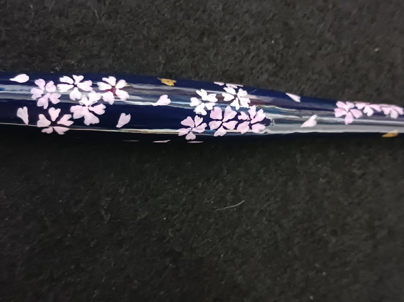 木軸ガラスペン 米ヒバ アクリル手描き 桜B ネジ式ペン先交換可 ミツカン(ささ水晶１本）（カブラ水晶１本 5枚目の画像