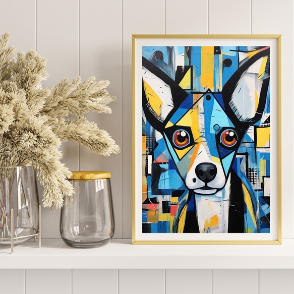 【Wanbism (ワンビズム) - パピヨン犬 No.3】アートポスター 犬の絵 犬の絵画 犬のイラスト 8枚目の画像