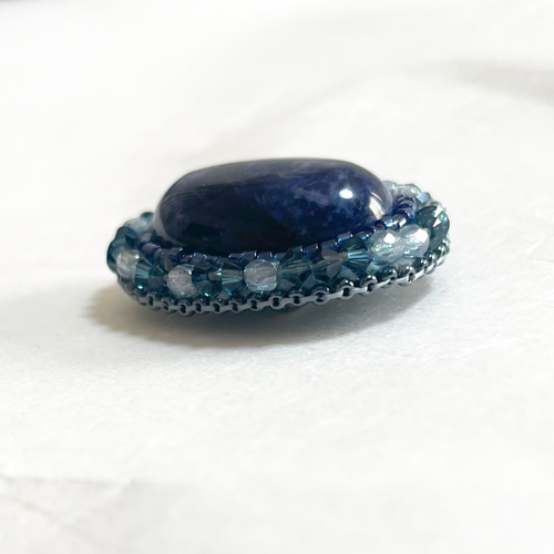 ハンドメイド＊ 帯留め 帯留 ゴールドサンドストーン 天然石 ビーズ  