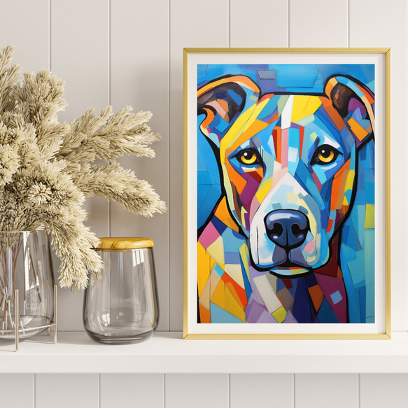 【Wanbism (ワンビズム) - ピットブル犬 No.1】アートポスター 犬の絵 犬の絵画 犬のイラスト 8枚目の画像