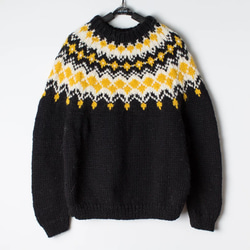 ウール100% ノルディック求心柄 手編みセーター ニット ニット