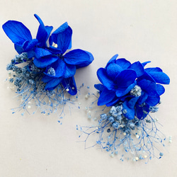 【natural royal blue(ミニ)】ドライフラワー　ピアス・イヤリング　ブライダル ウェディング 5枚目の画像