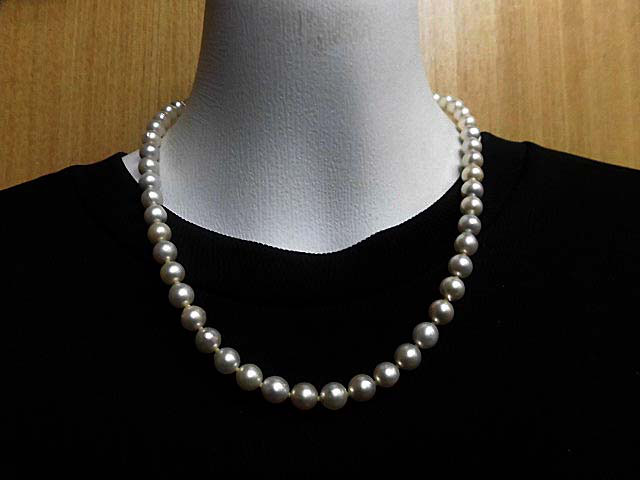 天然石 新古品 アコヤ真珠6.8mm玉～7.3mm玉 ネックレス　　240101068