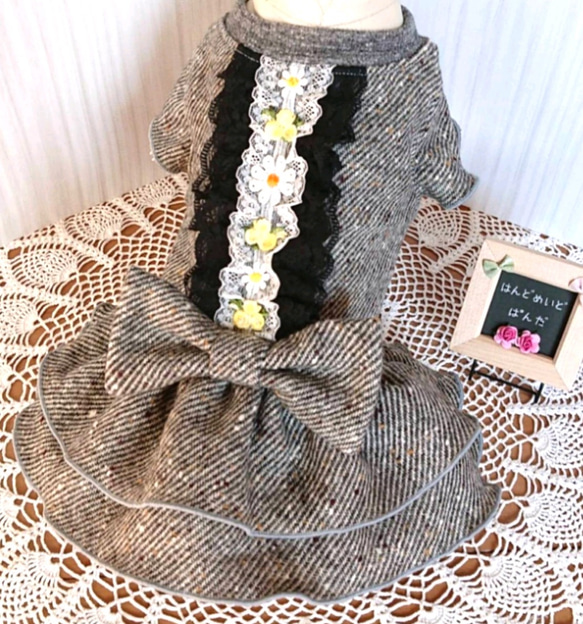 犬服 No.191 パンダとチェックわんぴ ハンドメイド 犬服 No.191 パンダ