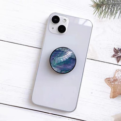 iPhone スマホグリップ  スマホリング  スマホスタンド 天然貝 Galaxy全機種対応 貼り付け 手作り 贈り物 1枚目の画像