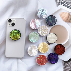 iPhone スマホグリップ  スマホリング  スマホスタンド 天然貝 Galaxy全機種対応 貼り付け 手作り 贈り物 3枚目の画像