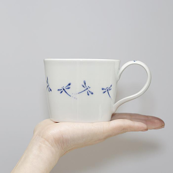 砥部焼 おしゃれ 「マグカップ（トンボ）」 コーヒーカップ コップ 陶器 手作り 窯元 素器工房 suki-104 6枚目の画像