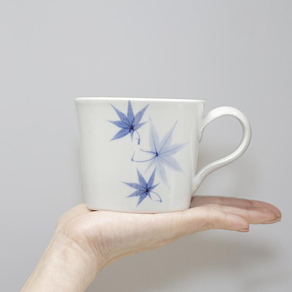 砥部焼 おしゃれ 「マグカップ（もみじ）」 コーヒーカップ コップ 陶器 手作り 窯元 素器工房 suki-106 6枚目の画像