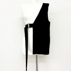 Asymmetry Design Belted Vest ブラック 黒 ガーリー 6枚目の画像