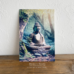 美麗的釋迦牟尼佛雕像瑜珈冥想插畫藝術 3 張明信片明信片套裝 ♪ 第7張的照片