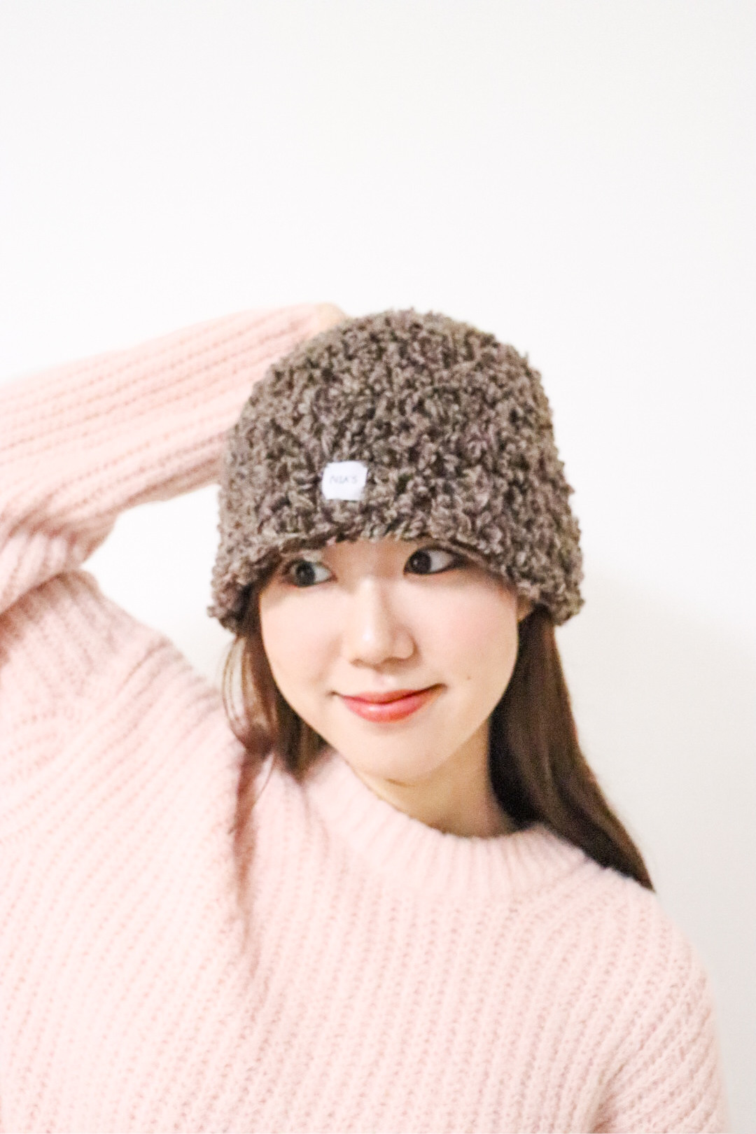 ニット帽 ボア バケットハット 帽子 手編み かぎ針編み ブラウン