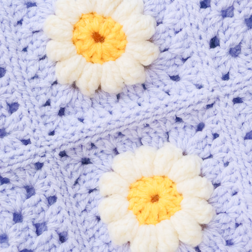 手編みバック ニットバック かぎ針編み グラニースクエア 春 小さめ 紫