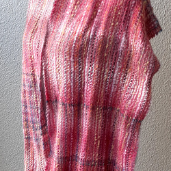 ピンク系の手織りマフラー WM0691        一点物 6枚目の画像