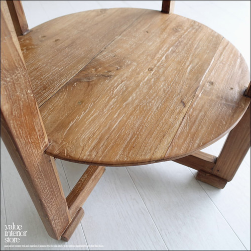 チーク無垢材 ヴィンテージサイドテーブルAnqbo19 丸テーブル 什器