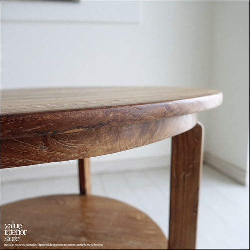 チーク無垢材 ヴィンテージサイドテーブルAnqbo19 丸テーブル 什器