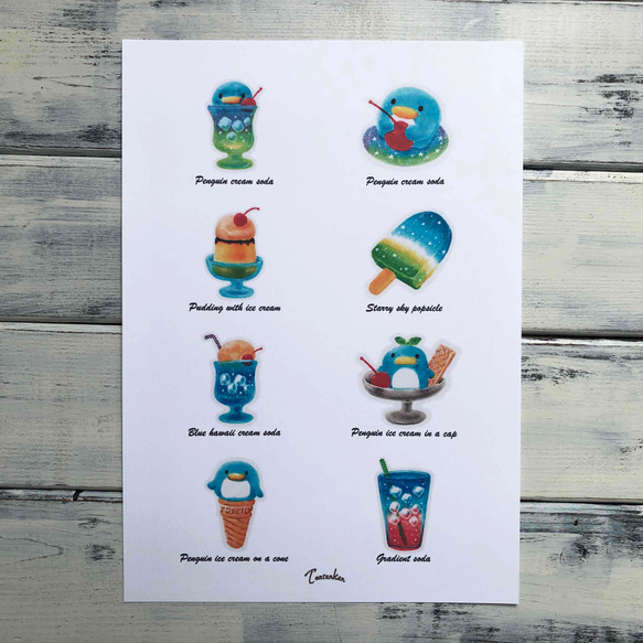 ペンギンアイスと夏スイーツ ポスターno.100048 イラスト