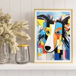 【Wanbism (ワンビズム) - ラフコリー犬 No.3】アートポスター 犬の絵 犬の絵画 犬のイラスト 8枚目の画像