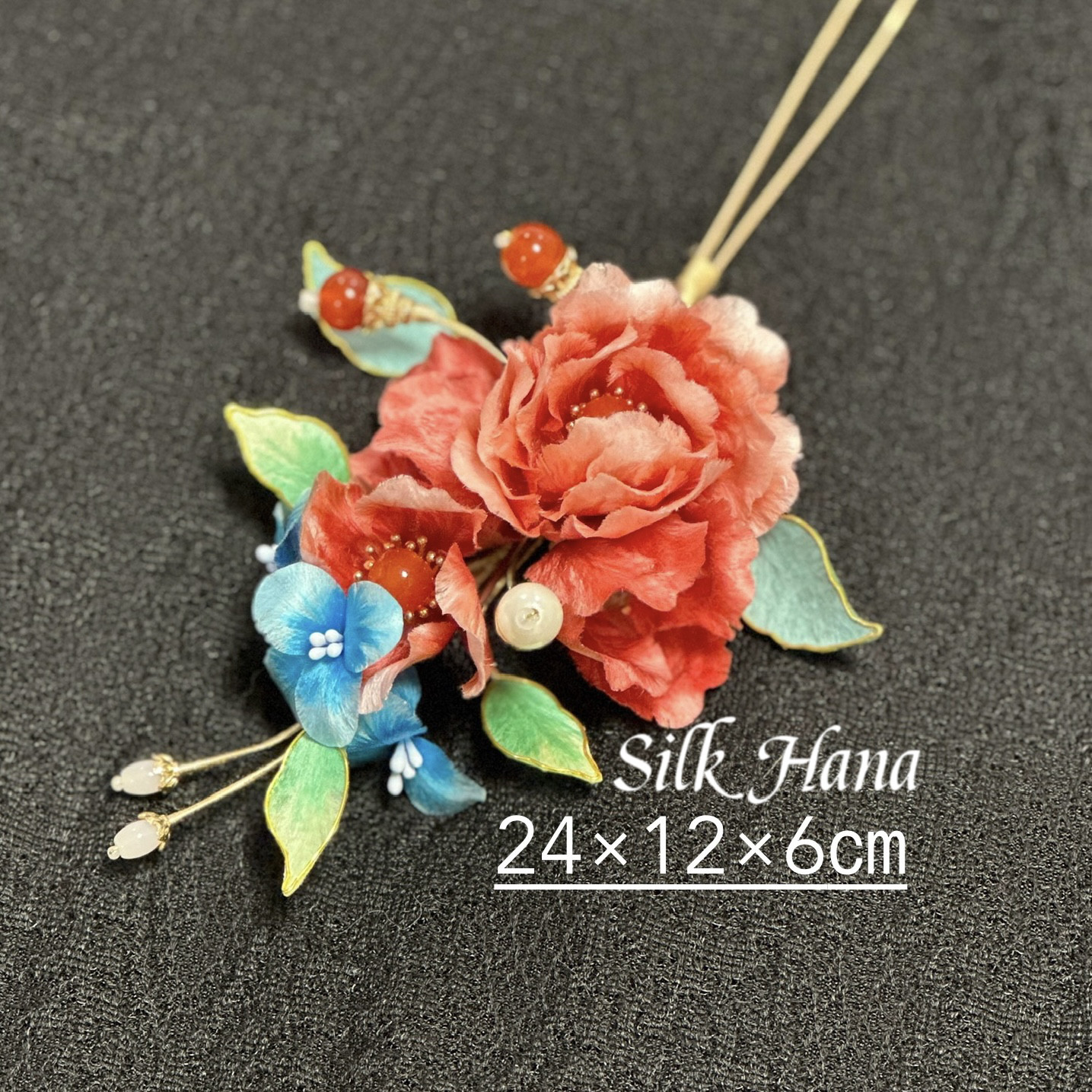 【Silk Hana】No.22 華麗なボタンのかんざし