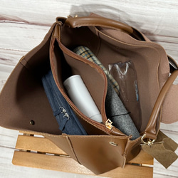 【大人気猫シリーズ】猫シルエット刺繍 2WAY仕様フェイクレザートートバッグ/ショルダーバッグ クラッチバック付き 13枚目の画像