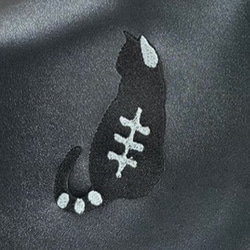 【送料無料】 猫シルエット刺繍 2WAY仕様フェイクレザートートバッグ/ショルダーバッグ ミニクラッチバック付き 6枚目の画像
