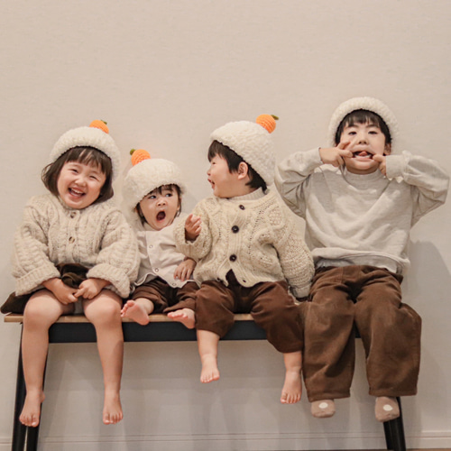 鏡餅 帽子 子供 キッズ 手編み コスプレ ニット帽 フォト 帽子(ベビー  