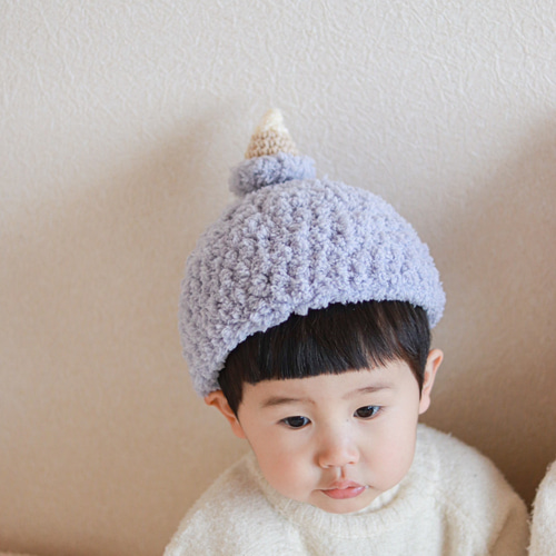 節分 帽子 鬼のツノ 子供 キッズ 手編み コスプレ ニット帽 フォト