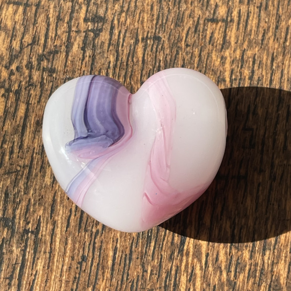 とんぼ玉 　ハート　ピンク×紫 4枚目の画像