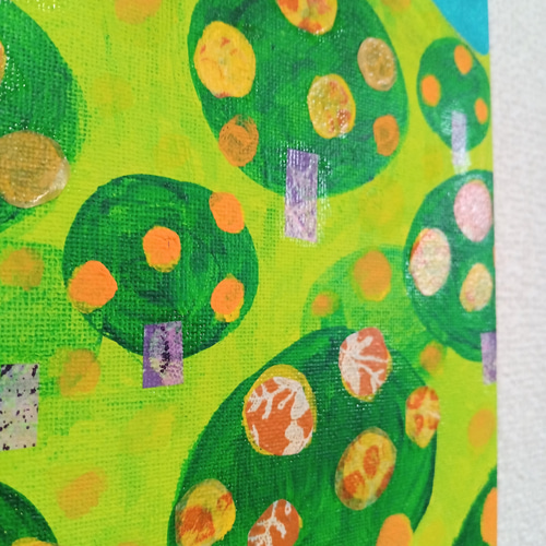アート『みかん山』アクリル絵画 原画 サイズ約27㎝×22㎝ 絵画