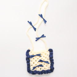 ポシェット 子供 キッズ 手編み カバン バッグ ベビー ブルー 青 4枚目の画像
