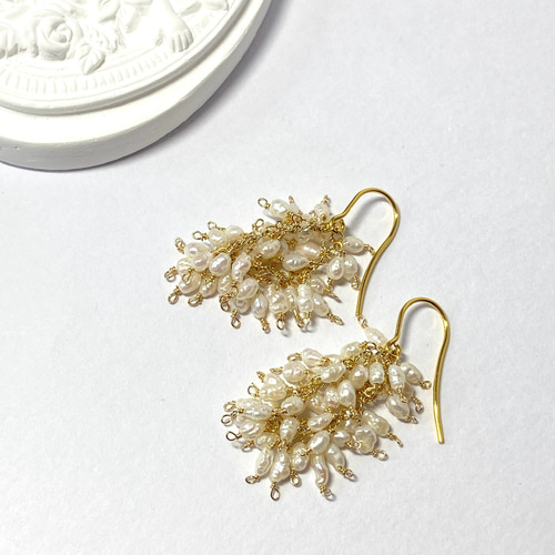 送料無料】ベビーパール♡フリンジ ピアス 14kgf no.125 ピアス  