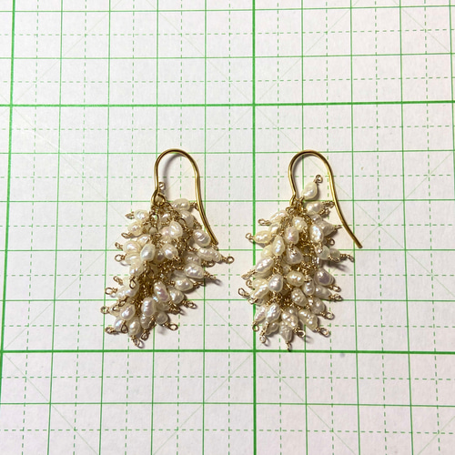 送料無料】ベビーパール♡フリンジ ピアス 14kgf no.125 ピアス  