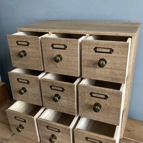 レトロ風nineドロワー チェスト 薬箪笥 Lサイズ チェスト