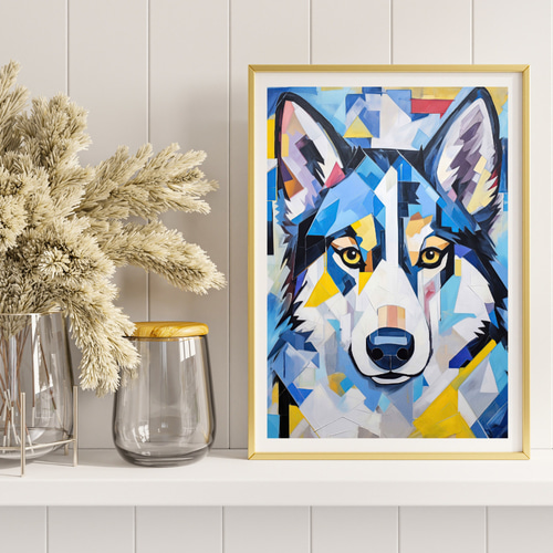 絵画　犬 犬の肖像画 G.J. サイン入り - メルカリ