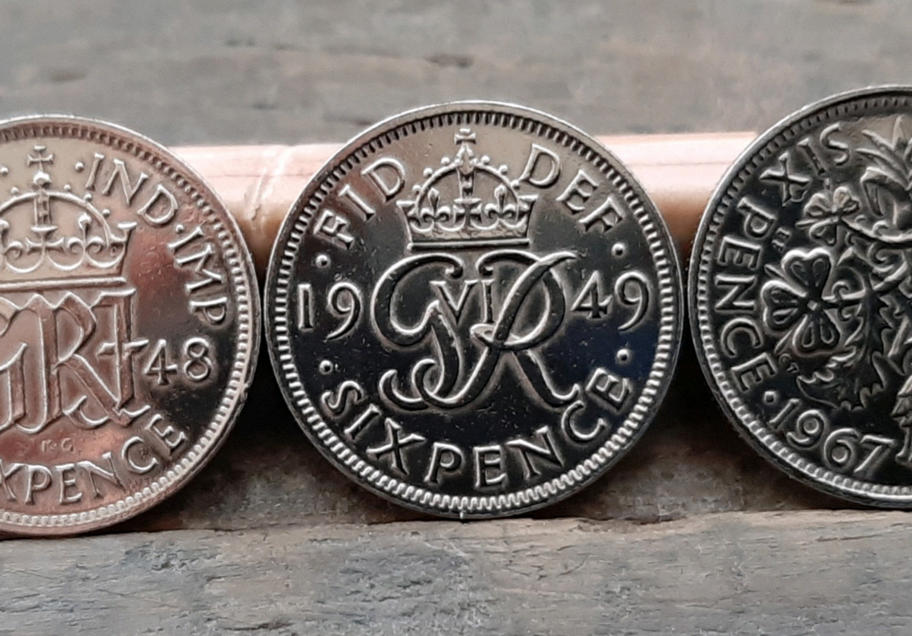 幸せのシックスペンス イギリス ラッキー6ペンス 3枚セット 1948