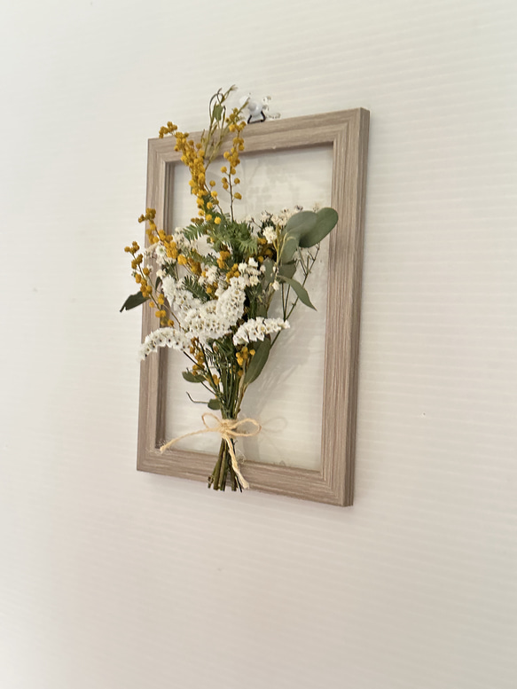 ドライフラワー♡ミモザの花束フレームインテリア(壁掛け) 3枚目の画像