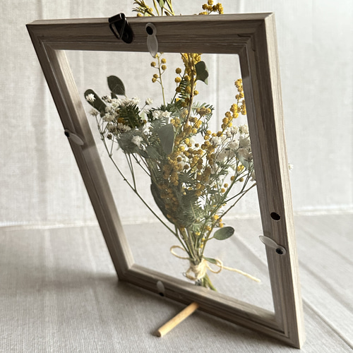 ドライフラワー♡ミモザの花束フレームインテリア(壁掛け) ドライ