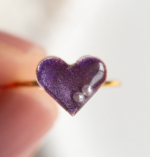子供 ビーズ イヤリング ♡薄紫ハート♡ 希少ティファニーストーン 透かしハートチャーム付きピアス シルバー