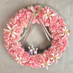 No.wreath-15544/ひな祭りリース24-(4) カーネーシ＆うさぎ雛38cm/アーティフィシャルフラワー造花 6枚目の画像