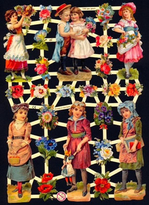 ドイツ製クロモス 花と少女たち ラメなし　DA-CH023 2枚目の画像