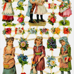 ドイツ製クロモス 花と少女たち ラメなし　DA-CH023 1枚目の画像