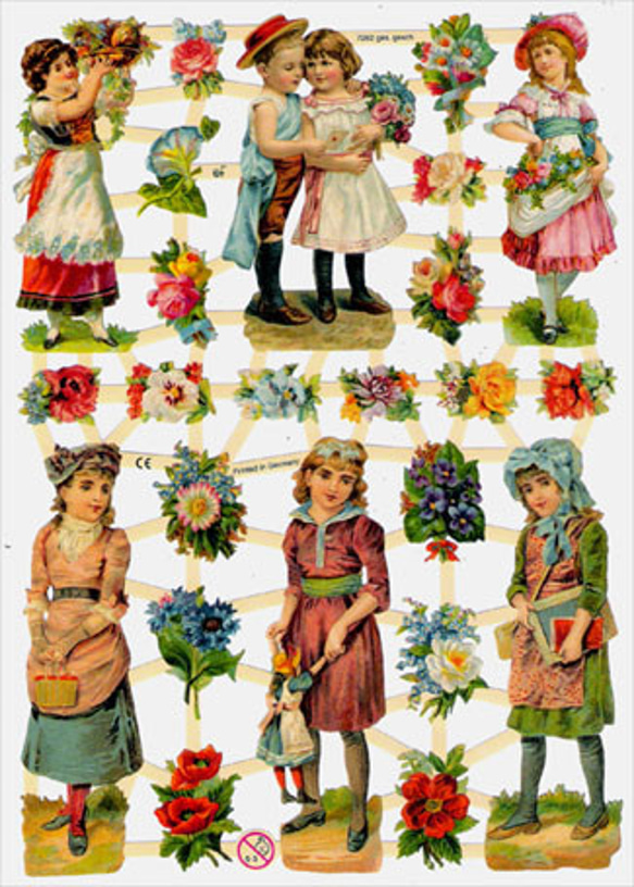 ドイツ製クロモス 花と少女たち ラメなし　DA-CH023 1枚目の画像