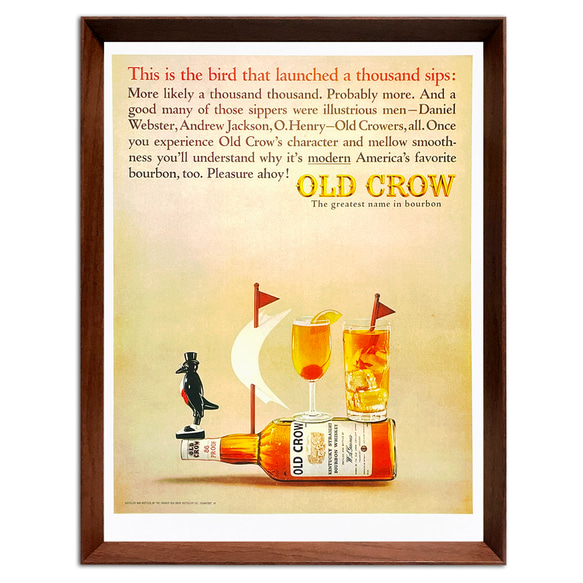 オールドクロウ バーボン 1960年代 アメリカ ヴィンテージ 雑誌 広告 額付 ポスター 3枚目の画像