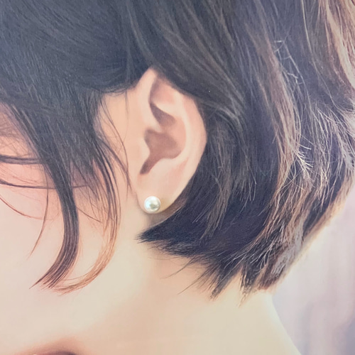 淡水真珠(パール)8mm 一粒ピアス イヤリング サージカルステンレス