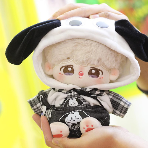 20cm着せ替えぬいぐるみ服 ワンワンチェックセット 着せ替え人形